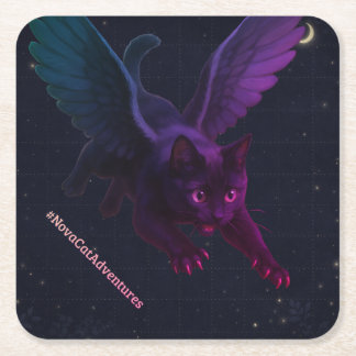 #NovaCatAdventures winged v2 Paper Coaster Rechteckiger Pappuntersetzer