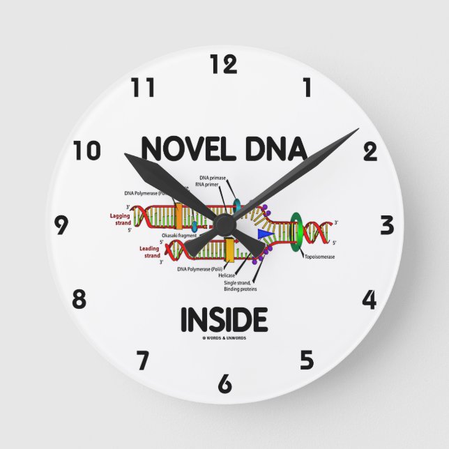 Novel DNA Inside (Molekularbiologie-Spaß) Runde Wanduhr (Vorderseite)