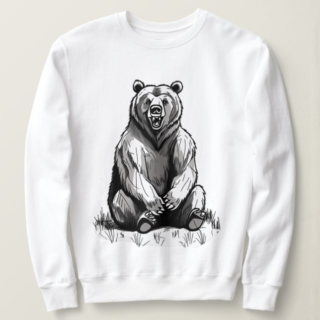 Novelty Bear Graphic Hoodie, Coole Tierdrucke Sweatshirt (Design vorne)