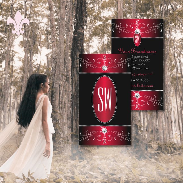 Novelty Black Red Verziert Ornaments Jewels Monogr Visitenkarte (Von Creator hochgeladen)