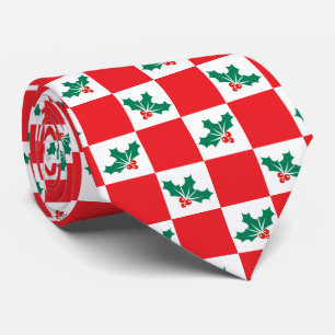Novelty Checkered Holly Weihnachten Krawatte