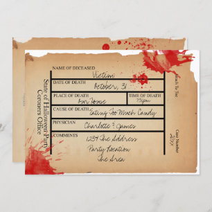 Novelty Coroners Toe Tag Halloween Einladung