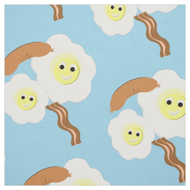 Novelty Fried Eggs Sausage Bacon Fun Print Stoff (Muster)