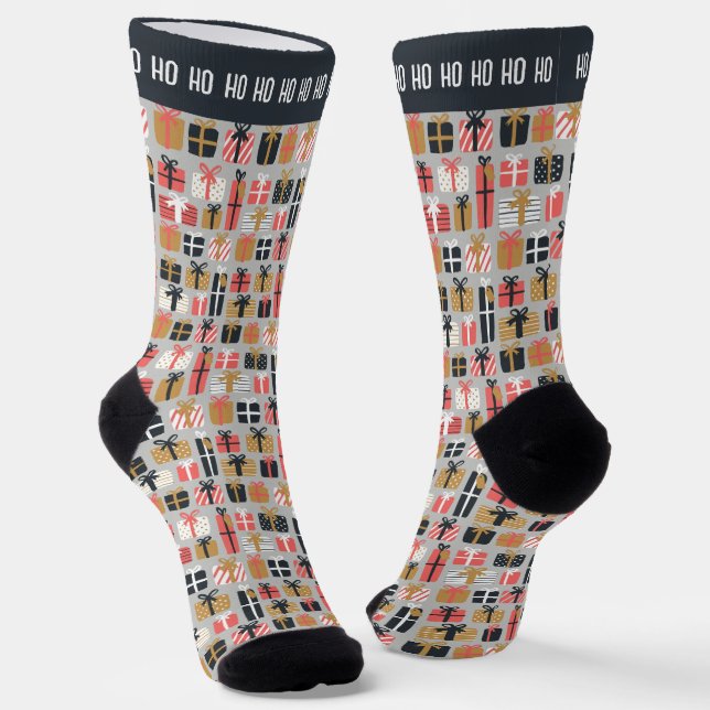 Novelty Ho Ho Weihnachtsgeschenk Socken (Gewinkelt)