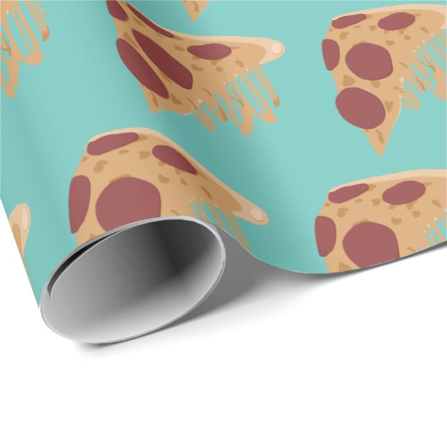 Novelty Melting Cheese Pepperoni Pizza Pattern Geschenkpapier (Rolleneckpunkt)