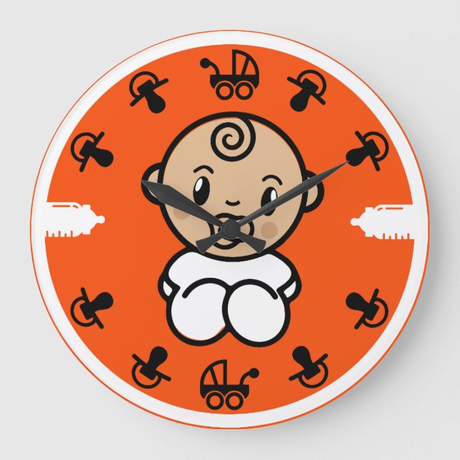 Novelty Niedlich New Baby Gift Große Wanduhr (Vorderseite)