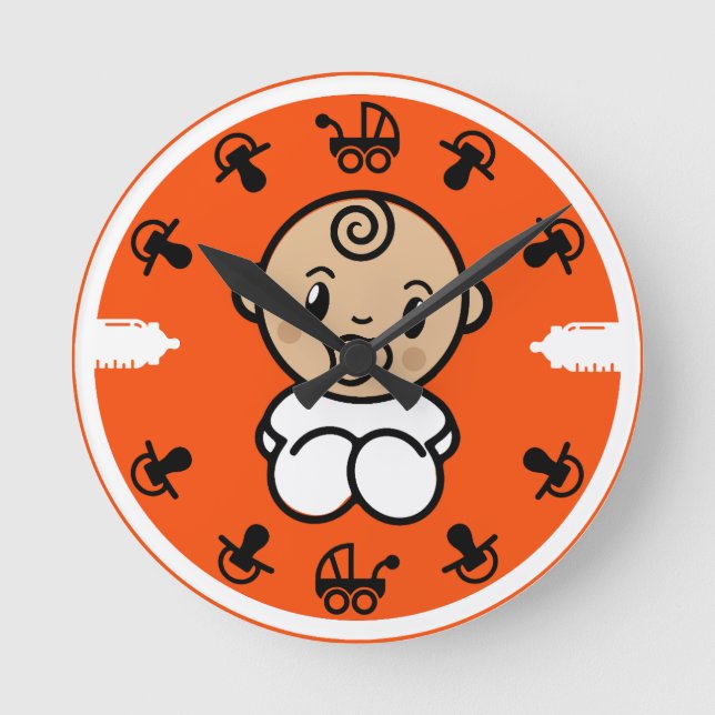 Novelty Niedlich New Baby Gift Runde Wanduhr (Vorderseite)