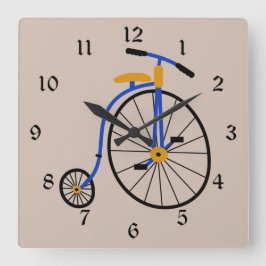 Novelty Old Fashioned Bike Blue Quadratische Wanduhr