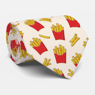 Novelty Pommes Frites Fast Food Muster Schlips Krawatte