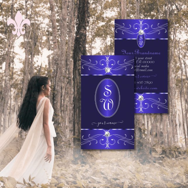 Novelty Royal Blue Verziert Ornaments Initials Chi Visitenkarte (Von Creator hochgeladen)