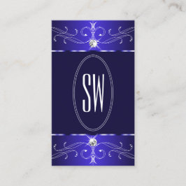 Novelty Royal Blue Verziert Ornaments Monogram Chi Visitenkarte