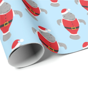 Novelty Santa Animal Manatee Weihnachten Geschenkpapier