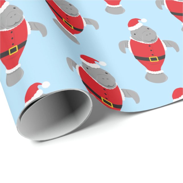 Novelty Santa Animal Manatee Weihnachten Geschenkpapier (Rolleneckpunkt)
