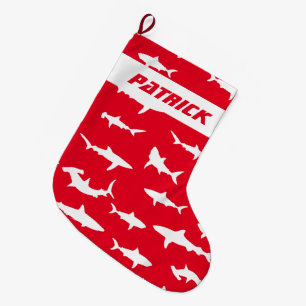 Novelty Shark Lover Rot und Weiß Festival Großer Weihnachtsstrumpf