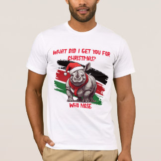 Novelty T - Shirt Christmas Rhino