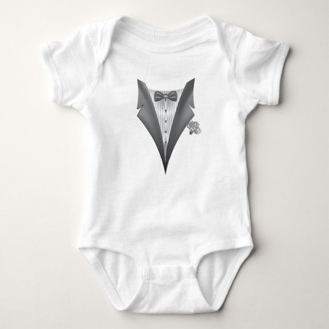 Novelty Tuxedo Tux Print Baby Strampler (Vorderseite)