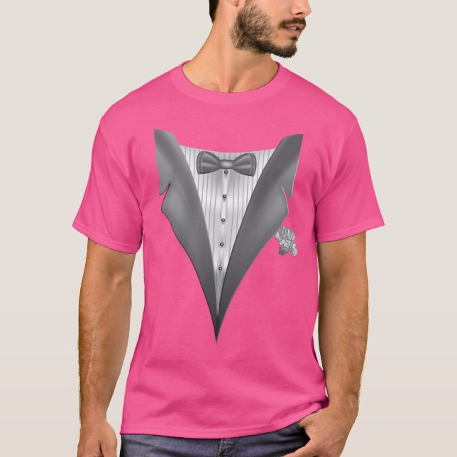 Novelty Tuxedo Tux Print T-Shirt (Vorderseite)