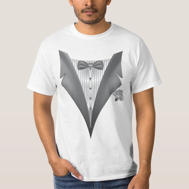 Novelty Tuxedo Tux Print T-Shirt (Vorderseite)