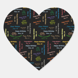 November, 14 Geburtstagsaufkleber Herz-Aufkleber
