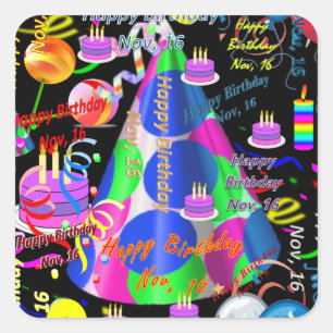 November, 16 Kindergeburtstag Stickers