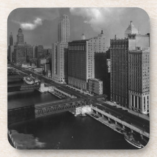 November 1939: Die Stadt von Chicago Getränkeuntersetzer