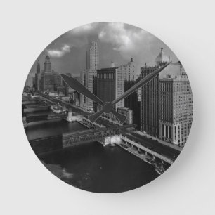 November 1939: Die Stadt von Chicago Runde Wanduhr