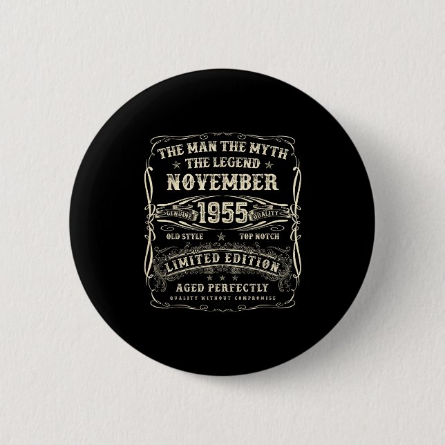 November 1955 70th Birthday For Men 70 Year Old Bd Button (Vorderseite)