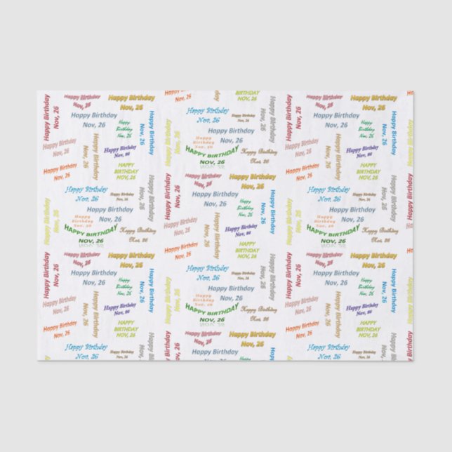 November, 26 Geburtstags-Tissue Paper Seidenpapier (Vorderseite)