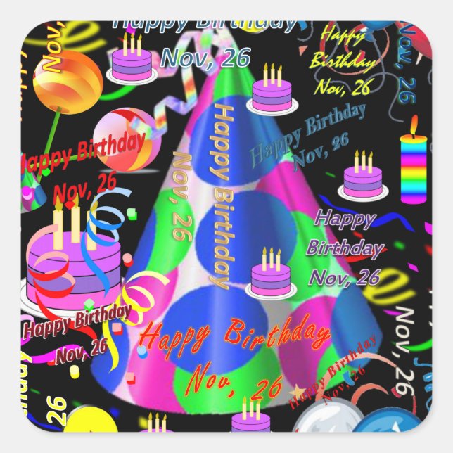 November, 26 Kindergeburtstag Stickers (Vorderseite)