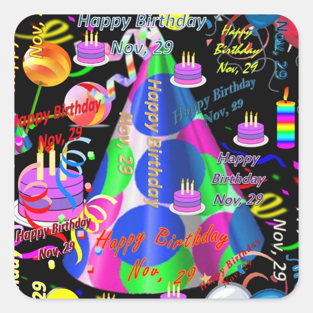 November, 29 Kindergeburtstag Stickers (Vorderseite)