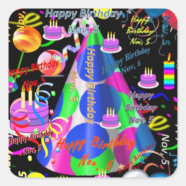November, 5 Kindergeburtstag Stickers (Vorderseite)