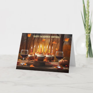November Alles Gute zum Geburtstag mit Weincupcake Feiertagskarte