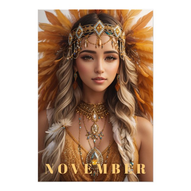 *~* NOVEMBER AP53 Headdress Topaz Birthstone Fotodruck (Vorne)