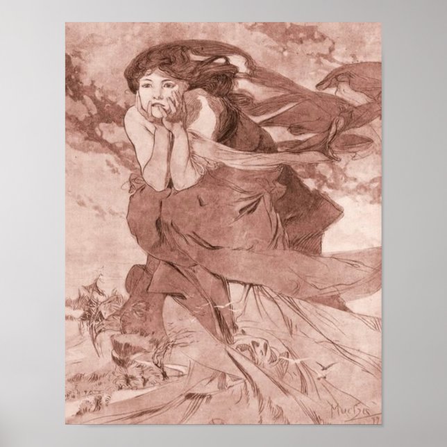 November Art Nouveau Alphonse Mucha Poster (Vorne)