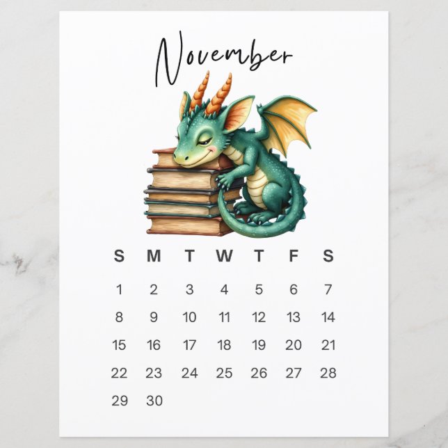 November Baby-Drache Kunstprint Whimsical Fantasy  (Vorderseite)