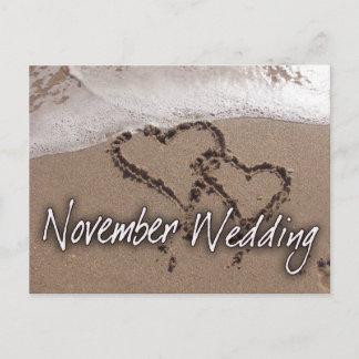 November Beach Hochzeit in Urlaubsort Postkarte