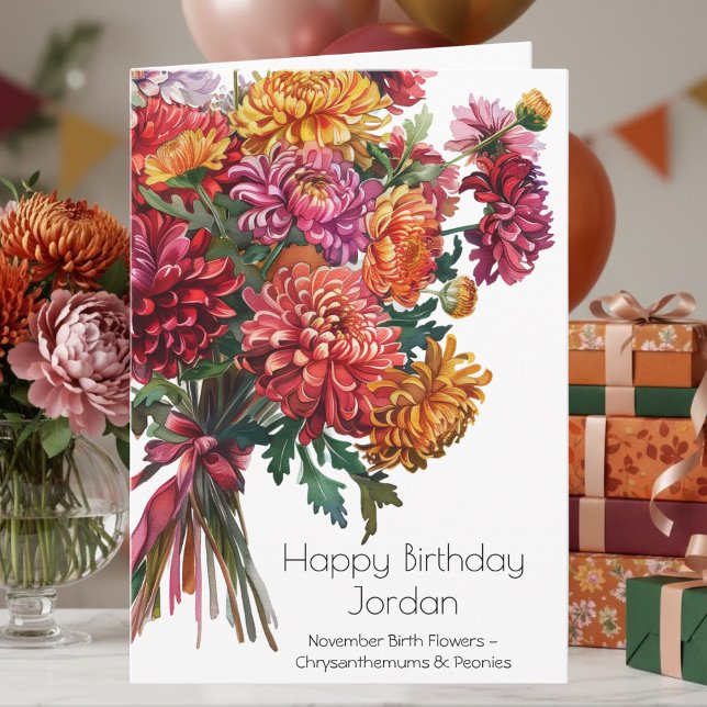 November Birth Month Flowers Happy Birthday Card Karte (Von Creator hochgeladen)