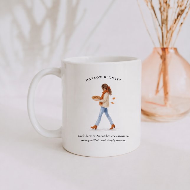 November Birth Month Girl | Monogram  Kaffeetasse (Von Creator hochgeladen)