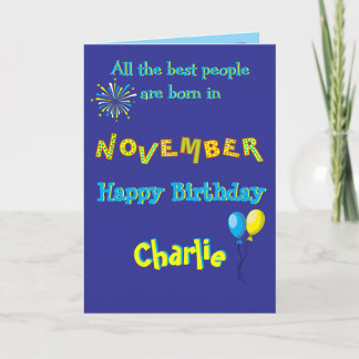 November Birthday Folded Greeting Card Karte