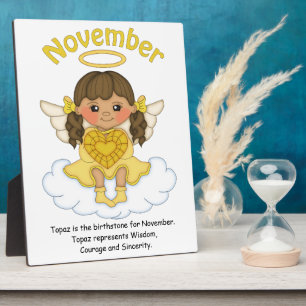 November Birthstone Angel Brünett Plaque Fotoplatte