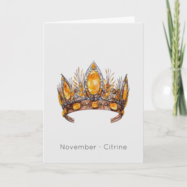 November Birthstone Citrine Crown Geburtstagkarte Karte (Vorderseite)