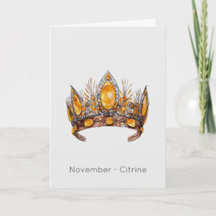 November Birthstone Citrine Crown Geburtstagkarte Karte