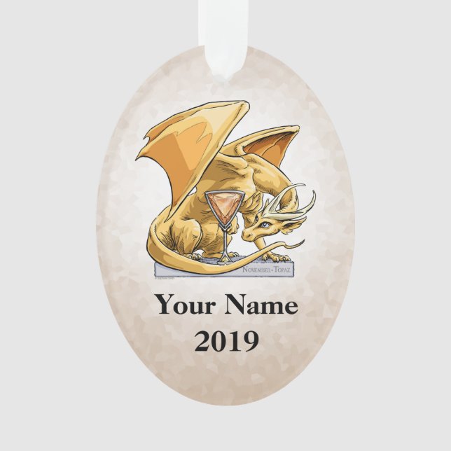 November - Birthstone Dragon - Topaz Ornament (Vorderseite)