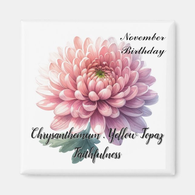 November Birthstone Topaz Chrysanthemum Blume Magnet (Vorne)