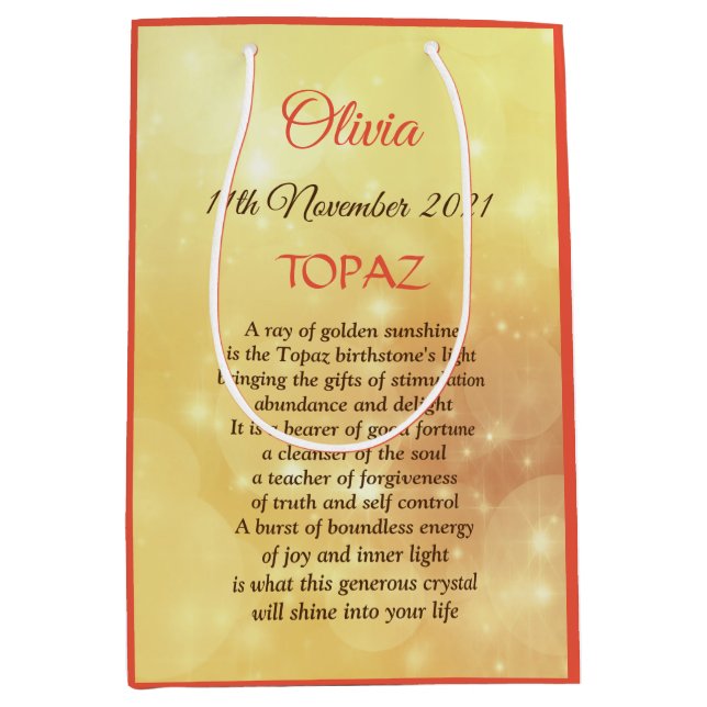 November Birthstone Topaz Design Mittlere Geschenktüte (Vorderseite)