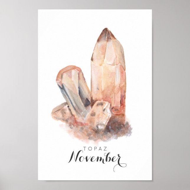 November Birthstone - Topaz Wasserfarbe | Poster (Vorne)