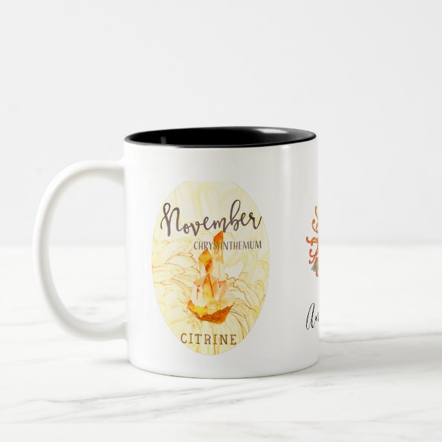 November Birthstone und Blume Kaffee Tasse (Links)