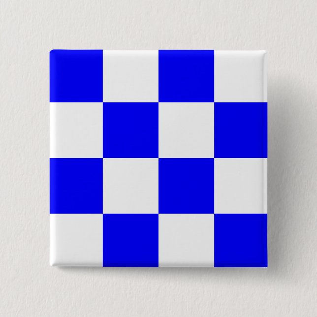 NOVEMBER Blue White Checked Square Button (Vorderseite)