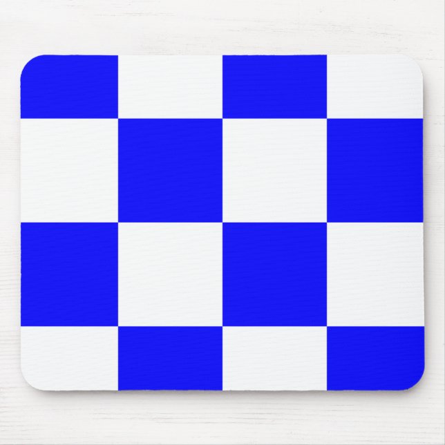 NOVEMBER Blue White Checked Square Mousepad (Vorne)