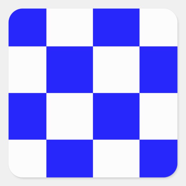 NOVEMBER Blue White Checked Square Quadratischer Aufkleber (Vorderseite)